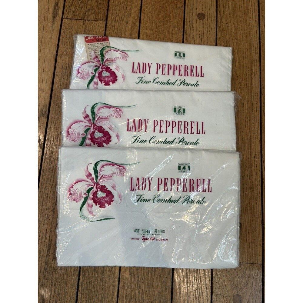 (3) Lady Pepperell Percale Cotton Full Flat White Sheet 81" X 108" READ ALL